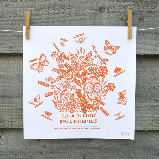 butterfy and bee illustrations for gardeners by Beetroot Press
