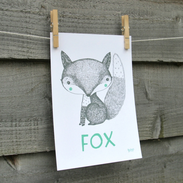 modern baby gift fox by Beetroot Press